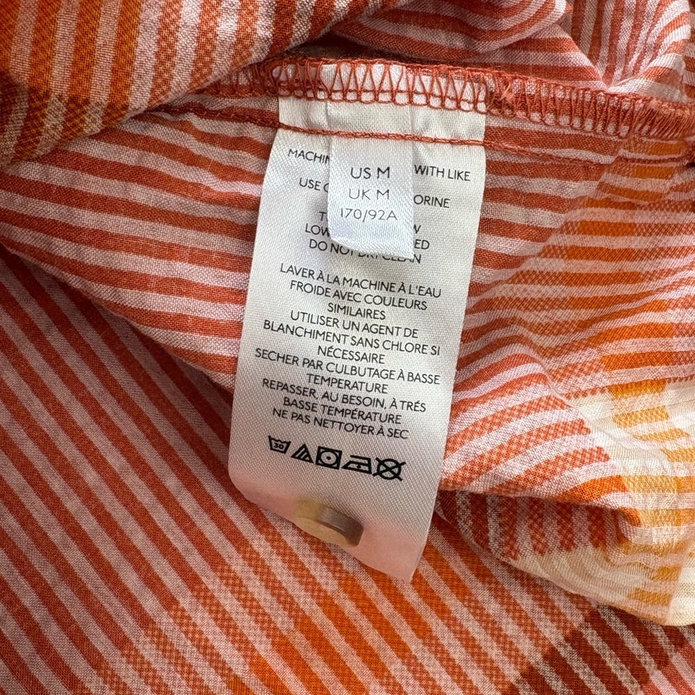 Urban Outfitters Seersucker Orange Plaid Button Up Short Sleeve Shirt Size M - Picture 4 of 8